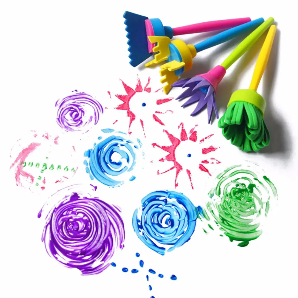 DIY fleur Graffiti éponge fournitures d'art pinceaux sceau peinture outils dessin drôle jouets drôle jouet créatif pour enfants 4 pièces/ensemble