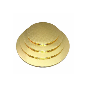 Food Grade 2022 hot selling custom cake tools 12 inch mdf base for cake paper box drums pad gold Cake Boards