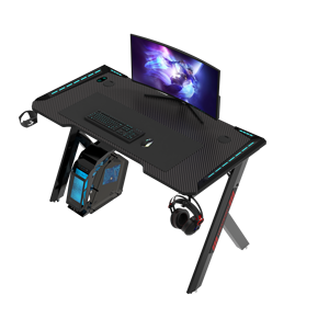 Bureau de jeu, bureau d'ordinateur, table de course, bureau RGB LED en fibre de carbone - Product Image 1