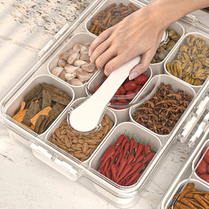 <b>Kitchen</b> Spice <b>Storage</b> Box Divided <b>Container</b> With Lid Food Grade Plastic For Seasonings And Herbs - Product Image 1