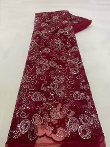 NI.AI nuovo stile annulla la sequenza ricamata tessuto materiale di abbigliamento tessuto con perline in pizzo tessuto con perle - Product Image 3