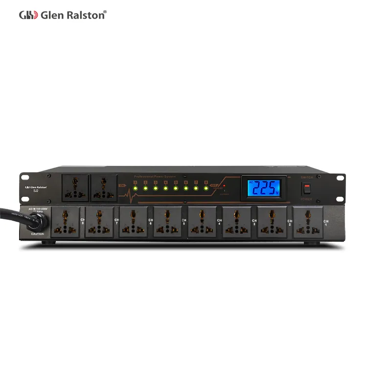 Glen Ralston SJ2การควบคุมตามลำดับ8ช่องสัญญาณพร้อมระบบควบคุมเสียงระดับมืออาชีพปลั๊กไฟฟ้า