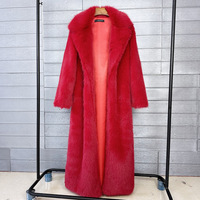 Manteau d'hiver long pour femme, style Toccar, en fausse fourrure luxueuse, épaisse et douce, avec col rabattable, effet pelucheux Teddy, revers cranté