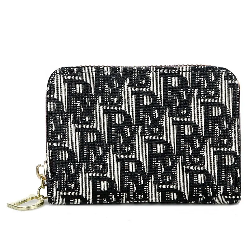 Cartera de diseñador de estilo clásico para mujer, cartera con cremallera corta, monedero plegable con broche