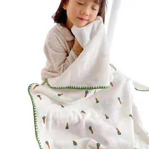 Asciugamano da bagno assorbente traspirante a quattro strati tovagliolo avvolgente in garza per bambini coperta sottile in mussola di cotone morbido per bambini