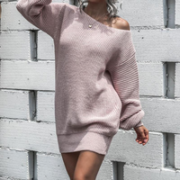 Robe en laine tricotée décontractée pour femme, coupe ample, taille naturelle, manches lanternes, idéale pour les soirées d'automne, service OEM