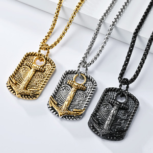 Collar con Colgante de Ancla para Hombre, Aleación de Zinc, Diseño de Ola, Estilo Retro, Joyería de Dongguan - Product Image 1