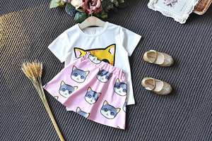 Dropshipping Nuovi Articoli di Tendenza a Rapida Vendita Set Corto con Stampa Gatto per Bambine dal Mercato Cinese - Product Image 2