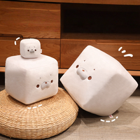 En gros, Coussin en peluche mignon en forme de phoque cube, Jouet en peluche carré en forme de phoque, Coussin décoratif moelleux, Porte-clés et Décoration de chambre pour enfants