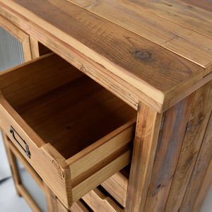 Modern Solid Wood Multi-Drawer Living Room Storage <b>Sideboard</b> Cabinet with <b>Glass</b> Doors Home Bar - Product Image 6