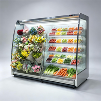 Vitrine réfrigérée commerciale à rideau d'air ouvert, grande capacité, pour supermarché, fruits frais, légumes, fleurs