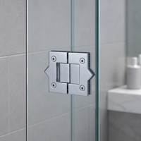 Charnière en laiton massif chromé miroir KAIENDI, fixation pour porte de douche sans cadre en verre trempé