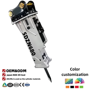 Casse-roche hydraulique silencieux de type boîte 68 mm avec système de lubrification automatique CE pour excavatrice de 3 à 7 tonnes, utilisé pour les travaux de démolition et de construction de tunnels - Product Image 1