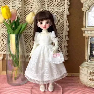 Beyaz dantel Retro dantel elbise kıyafetler için Set 1/6 BJD bebek 12 inç 30 cm bebek oyuncak