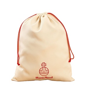 Sac à cordon personnalisé de luxe en polyester beige avec logo brodé, pochette d'emballage universelle portable, vente en gros, MOQ 200 pièces, direct usine - Product Image 1