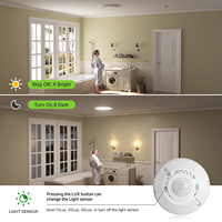 Détecteur de mouvement PIR à montage au plafond 100-265V AC 5A 360° ° Détection de la luminosité réglable avec temporisation pour le contrôle des ventilateurs