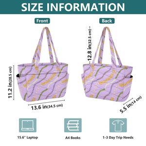 Sac fourre-tout matelassé personnalisé à motif floral Hawaïen Lavande Puakenikeni pour femme, idéal pour le travail, les voyages ou comme sac à bandoulière - Product Image 5