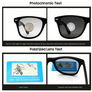 Lunettes de soleil polarisées photochromiques classiques carrées caméléon avec logo personnalisé 2025 UV400 pour hommes et femmes - Product Image 2