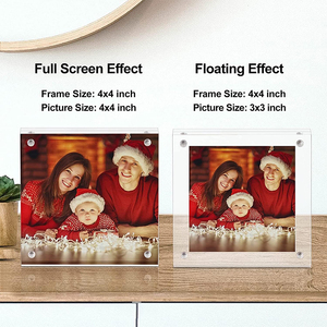 Cadre <span class=keywords><strong>photo</strong></span> pliable portable en acrylique transparent double face sans cadre de <span class=keywords><strong>4x4</strong></span> pouces avec support magnétique pour bureau - Product Image 3
