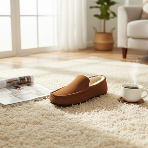 Real Suede Leather Sheepskin Fur Lining <strong>Moccasin</strong> Plush <strong>Slippers</strong> for Women and <strong>Men</strong> - Product Image 6