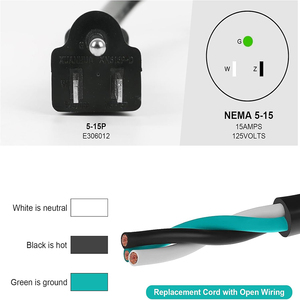 5FT 18Awg US <span class=keywords><strong>Cable</strong></span> de alimentación de <span class=keywords><strong>cable</strong></span> abierto pelado EE. UU. <span class=keywords><strong>Cable</strong></span> de alimentación de 3 puntas para monitor de computadora Pc - Product Image 5