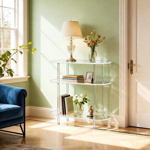Wholesale Acrylic 3 Tier Oval <strong>Clear</strong> Storage Rack Multi Functional <strong>Side</strong> <strong>Table</strong> Coffee <strong>Table</strong> for Sofa Entryway Living Room - Product Image 5