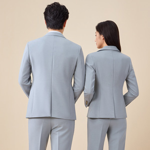 Professional Suit Set Light Blue Wool Two-Piece Workwear Unisex - Product Image 3
