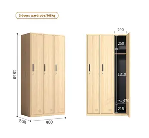 עובד ארון ארון ארון בגדים עץ במבוק גרגר חדר אמבטיה חדר כושר מנעול מנעול מנעולי עיצוב מודרני מינימליסטי ריהוט ביתי - Product Image 3