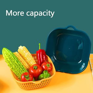 6-Piece Kitchen Multifunctional Plastic Drain Basket <b>for</b> Fruits & Vegetables-Eco-Friendly Safe Material Easy Placement - Product Image 4