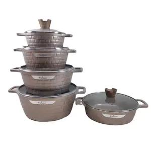 Wholesale modern cooking pots set casserole soup pots set enamel 12pcs nonstick induction Granite Aluminum cookware sets