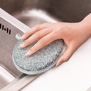 Steel Wire Sponge Round Kitchen Scrubbing Pad Dishwashing Cleaning Tool Silver Color - Product Image 3