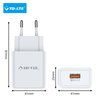 Chargeur mural USB blanc avec câble pour téléphone portable, charge rapide 18W QC3.0 Type-C, prise EU, garantie 1 an, directement de l'usine