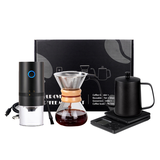 Pour Over Coffee Kettle Coffee Maker Gift Set with Electric Coffee Grinder Mill, Electric Gooseneck Kettle, Juego De Cafetera