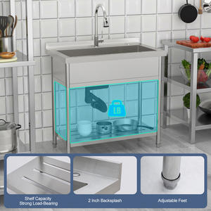 Free Standing Single Bowl Utility <strong>Sink</strong> with Cold and Hot Water Pipe Stainless Steel Utility <strong>Sink</strong> - Product Image 6