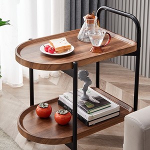 Wood Mobile <b>Trolley</b> Side Table With Wheels For Coffee Table Storage Rack Small Living Room Furniture - Product Image 2