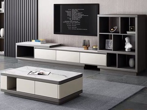 Fashion Forward Melamine Home Hotel Furniture Set <strong>Brown</strong> Wooden Coffee Table Meuble <strong>TV</strong> <strong>Unit</strong> for Living Room - Product Image 3