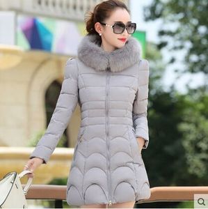 Abrigo Acolchado de Invierno para Mujer, Económico, Delgado, Cálido, con Capucha de Piel, Abrigo Largo Medio de Algodón para Mujer - Product Image 3