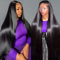 Perruques Lace Front en cheveux humains ultra-lisses de 40 pouces, avec cuticules alignées, perruque frontale HD en dentelle, cheveux vierges vietnamiens pour femmes noires