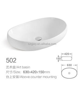 حوض حمام سيراميك عصري أنيق يوضع فوق سطح المنضدة مع فتحة تصريف للمنضدة العلوية - Product Image 2