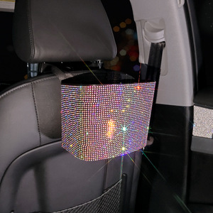 <span class=keywords><strong>Poubelle</strong></span> de voiture en cristal de diamant Fujong CTC-005, organisateur de <span class=keywords><strong>coffre</strong></span> étanche en ABS et strass, options colorées - Product Image 4