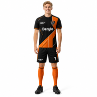 Uniforme de Fútbol Personalizado para Clubes, Naranja y Negro, Estilo Bauhaus, Energético, de Secado Rápido, Transpirable, 100% Poliéster, Ropa Deportiva para Equipos