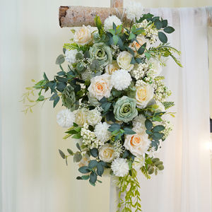 A8951 Mori Vert Saule <span class=keywords><strong>Champagne</strong></span> Rose <span class=keywords><strong>Blanc</strong></span> Berry Accrocher Fleur Rangée Mariage Toile <span class=keywords><strong>de</strong></span> Fond Décor Arrangement Floral Événement Banquet Prop - Product Image 5
