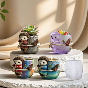 3D Animal maceta jarrón molde <span class=keywords><strong>de</strong></span> silicona para Resina <span class=keywords><strong>yeso</strong></span> hormigón cemento arcilla suculentas maceta molde resina epoxi Kit para DIY - Product Image 3