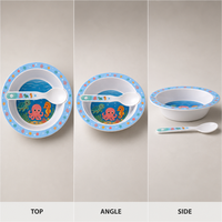 Ensemble de vaisselle en plastique réutilisable en forme de nouveauté moderne imprimé personnalisé pour enfants saladier bébé bols cuillère pour les repas des enfants