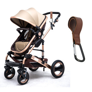 Crochet de poussette pour bébé, crochet de sac en alliage d'aluminium, anneau en D noir et marron pour usage extérieur - Product Image 1