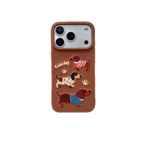 Funda para Teléfono iPhone 17 Promax, Apple 16, 15, 14 con Diseño de Perro Salchicha Bordado en Color Marrón, Estilo Caricatura, para Otoño e Invierno - Product Image 6
