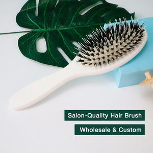 Eco-friendly Bamboo Wooden <b>Hair</b> <b>Brush</b> Custom Logo Nylon Boar Bristle <b>Massage</b> Detangling Comb For Wig Extensions - Product Image 4