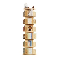 Étagère moderne rotative à 360 degrés en bois massif, support peu encombrant pour livres d'images au sol pour la maison, les étudiants et le salon.