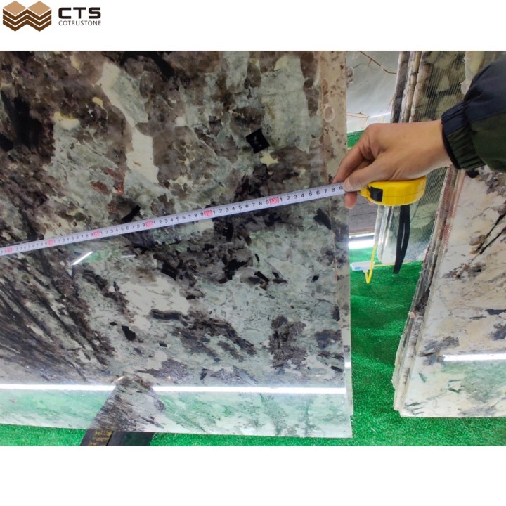 Luxury Light through polish snow fox marble slab product bar countertops interior wall decor tile