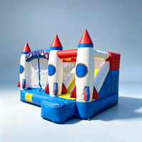 Structure gonflable combinée lourde et robuste sur le thème de l'espace avec toboggan - Château gonflable professionnel en forme de fusée pour la location d'événements pour enfants